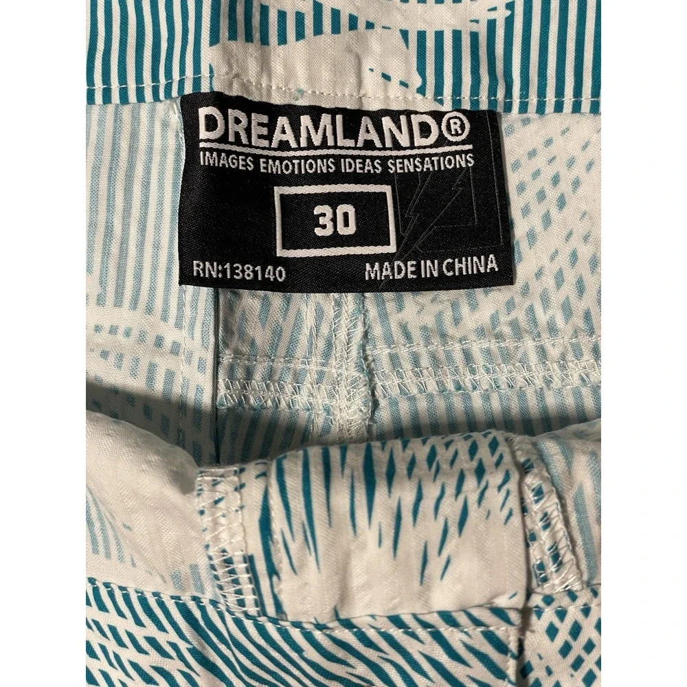Dreamland Men's Aqua Stripe Shell‎ Shorts Size 30